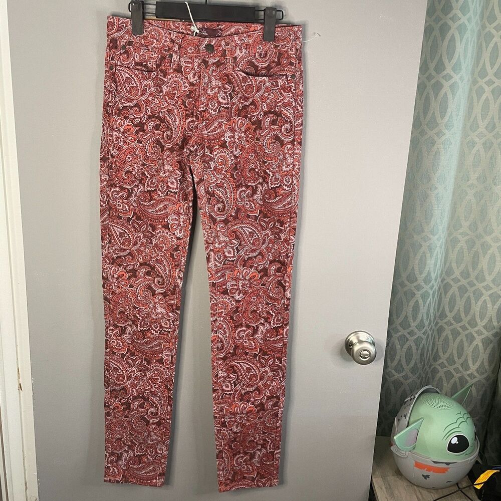 Prana Womens 2 Trinity Cord Pant Fitted Low Rise Rhubarb Paisley NWT